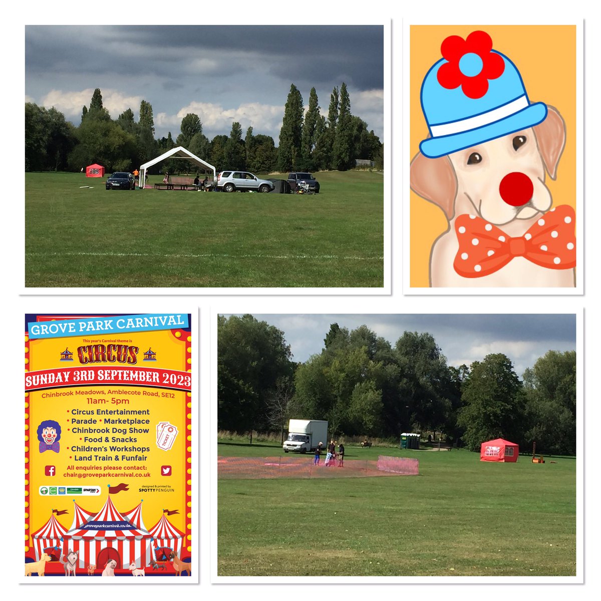 It’s all systems go here! Our amazing volunteers are busy in #ChinbrookMeadows #GrovePark putting up tents and marking out arenas ready for the #GroveParkCarnival &amp; #ChinbrookDogShow tomorrow! So much work behind the scenes! Join us for all the fun of the circus Sunday 3rd Sept