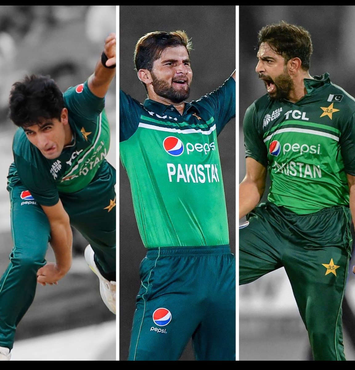 All 10 wickets taken by these three  handsome fast bowlers 
This is a first 
#Pakistan 
#KisneKahaTha #theycantplayhim #PakistanCricket #INDvsPAK #PAKvIND #PakVsIndia #INDvPAK #DeadlineDay #ShaheenShahAfridi #welldone
#NaseemShah 
#HarisRauf