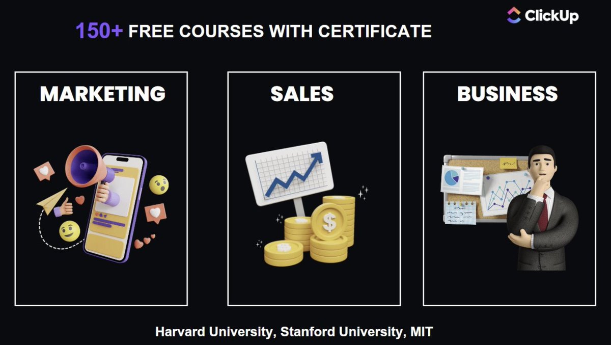 TheDevinSwan's tweet image. To get paid in six figures you need to have skills 

After hours of research, I have listed down the free courses that also offer certificates from:

Harvard
MIT
Stanford

Repost and reply "Course" to get access

(Must be following)