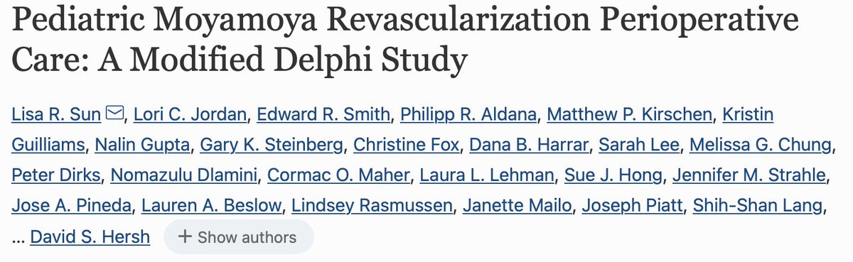 Neurocritical Care (@neurocritcarej) on Twitter photo Sun et al: Pediatric Moyamoya Revascularization Perioperative Care: A Modified Delphi Study
Link: ow.ly/3JTI50PGpfi
<a href="/neurocritical/">Neurocritical Care Society</a> #NeuroCritCare <a href="/LisaSunMD/">Lisa Sun, MD</a> <a href="/DavidHershMD/">David Hersh, MD</a> <a href="/MichaelDewanMD/">Michael Dewan</a> <a href="/PDavidAdelson/">P. David Adelson, MD</a> <a href="/aleksmineyko/">Aleksandra Mineyko</a> <a href="/DanaHarrar/">Dana Harrar</a> Sun et al: Pediatric Moyamoya Revascularization Perioperative Care: A Modified Delphi Study
Link: ow.ly/3JTI50PGpfi
<a href="/neurocritical/">Neurocritical Care Society</a> #NeuroCritCare <a href="/LisaSunMD/">Lisa Sun, MD</a> <a href="/DavidHershMD/">David Hersh, MD</a> <a href="/MichaelDewanMD/">Michael Dewan</a> <a href="/PDavidAdelson/">P. David Adelson, MD</a> <a href="/aleksmineyko/">Aleksandra Mineyko</a> <a href="/DanaHarrar/">Dana Harrar</a>
