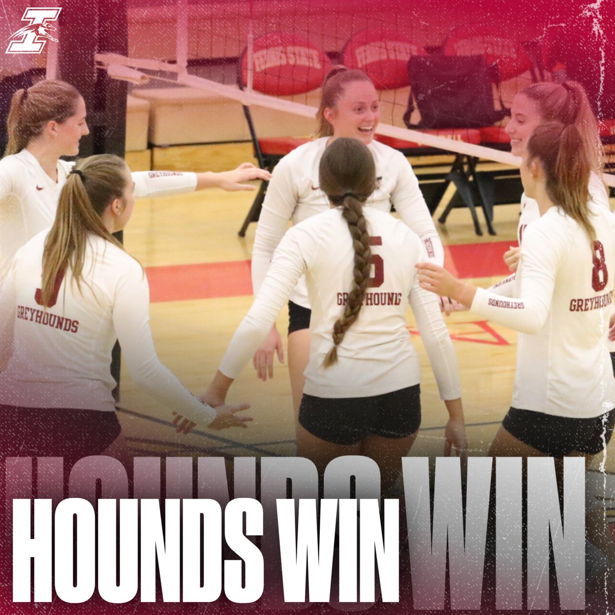 UIndyVball's tweet photo. Hounds eatin' good! That's a 4-set win over Wayne State to begin the day! https://t.co/N3UxVVu6dO