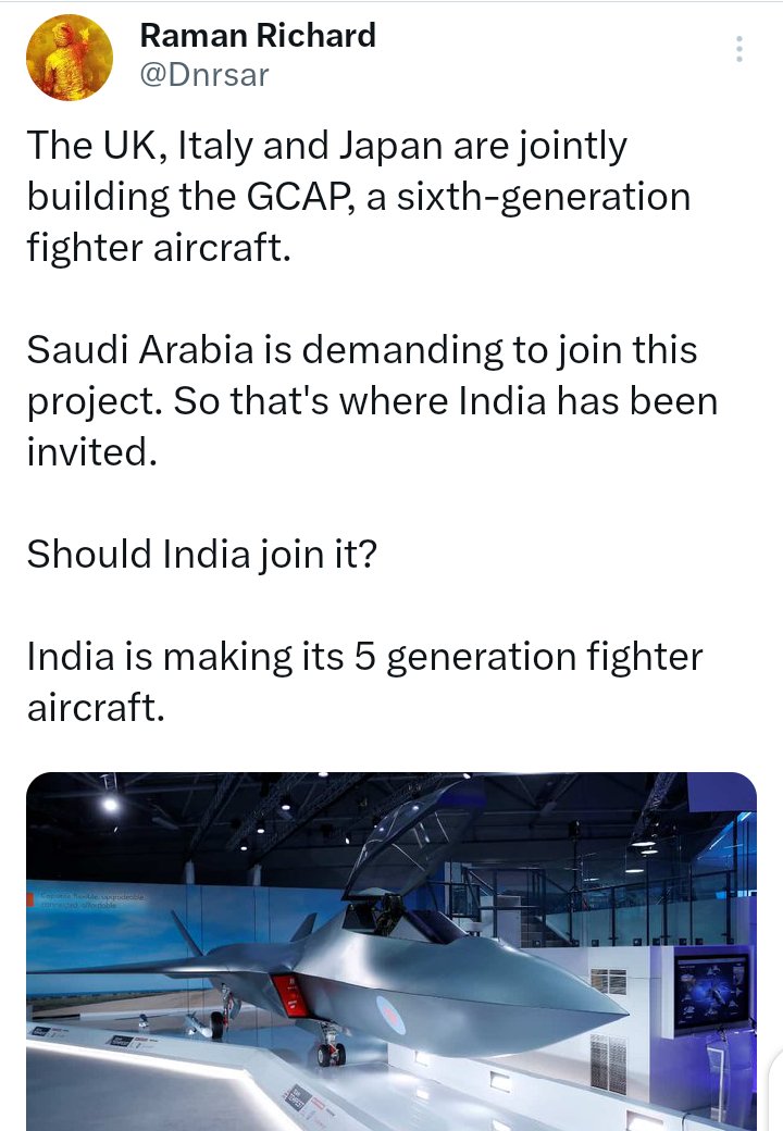 WilliamWahe's tweet photo. UK-Italy-Japan building GCAP, 6th gen fighter aircraft, should India join project, while building 5th gen fighter jet?

#PAKvIND #INDvPAK #IshanKishan #AsiaCup2023 #AsiaCup #Bumrah #Salaar #Tiger3 #MCIFUL #SHUEVE  #PinkVenom #G20 #TWICE_5TH_WORLD_TOUR #ViratKohli𓃵 #AsiaCup2023 https://t.co/fdLpJe1GlB
