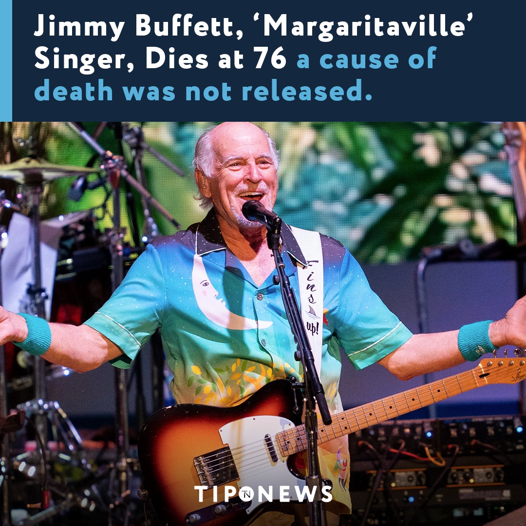 TipNewsBrief's tweet photo. Singer-songwriter Jimmy Buffett, who popularized beach bum soft rock with the escapist Caribbean-flavored song “Margaritaville” and turned that celebration of loafing into a billion-dollar empire of restaurants, resorts and frozen concoctions, has died. He was 76.⁠ https://t.co/mGCBZUg2LT