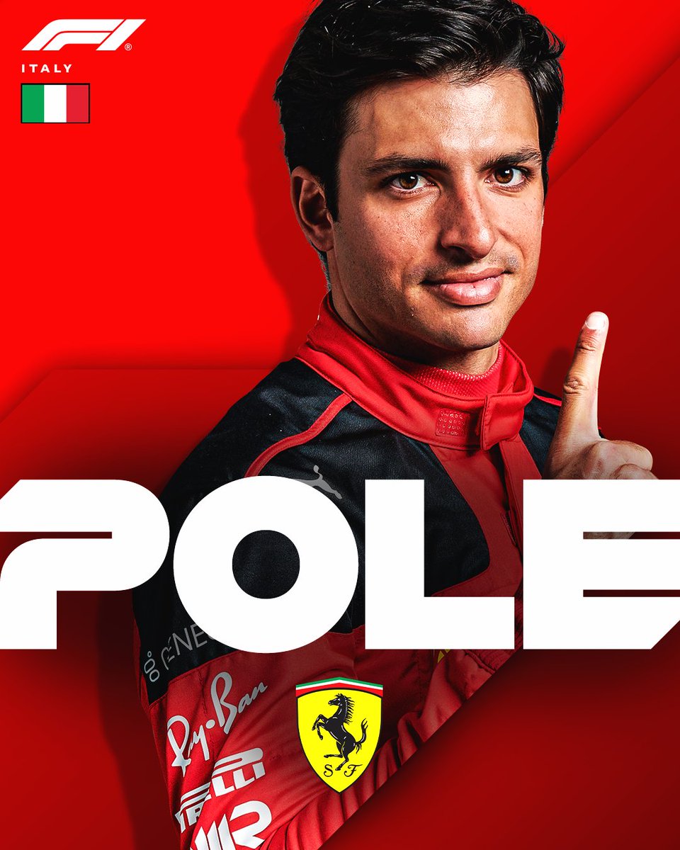 CARLOS SAINZ IS ON POLE IN MONZA!!!! 🙌🇮🇹 The Tifosi go wild as @CarlosSainz55 puts it on pole on home soil for @ScuderiaFerrari!! 💚🤍❤️ #ItalianGP #F1