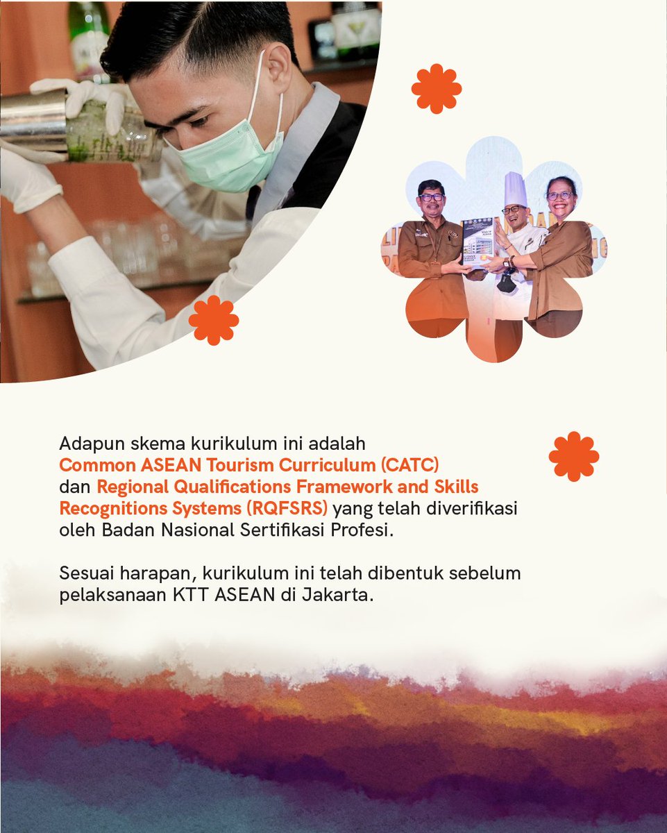 KemenPariwisata's tweet photo. 🤫 ADA YANG BARU, LOH! 🤫

Kemenparekraf baru saja merilis kurikulum ASEAN untuk politeknik pariwisata! 🤩✨

Dengan berbagai peningkatan dan pendekatan berbeda, kurikulum ini dibuat untuk menyiapkan lulusan yang siap bersaing hingga ke tingkat internasional! 👨🏻‍🎓👩🏻‍🎓

Kemenparekraf yakin, kualitas sumber daya manusia yang unggul akan mampu membangkitkan ekonomi serta membuka peluang usaha dan lapangan kerja bagi Indonesia! 🇮🇩

#WonderfulIndonesia
#ASEAN2023
#ASEANSummit2023
#ASEANIndonesia2023
#IndonesiaLeadsASEAN
#IndonesiaforASEAN
#ASEANMatters
#CenterOfGrowth