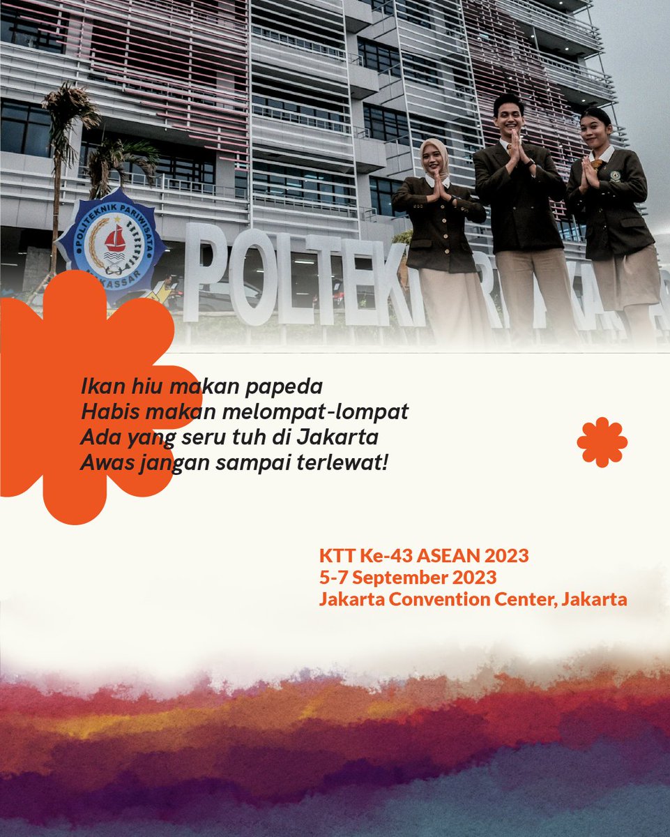 KemenPariwisata's tweet photo. 🤫 ADA YANG BARU, LOH! 🤫

Kemenparekraf baru saja merilis kurikulum ASEAN untuk politeknik pariwisata! 🤩✨

Dengan berbagai peningkatan dan pendekatan berbeda, kurikulum ini dibuat untuk menyiapkan lulusan yang siap bersaing hingga ke tingkat internasional! 👨🏻‍🎓👩🏻‍🎓

Kemenparekraf yakin, kualitas sumber daya manusia yang unggul akan mampu membangkitkan ekonomi serta membuka peluang usaha dan lapangan kerja bagi Indonesia! 🇮🇩

#WonderfulIndonesia
#ASEAN2023
#ASEANSummit2023
#ASEANIndonesia2023
#IndonesiaLeadsASEAN
#IndonesiaforASEAN
#ASEANMatters
#CenterOfGrowth
