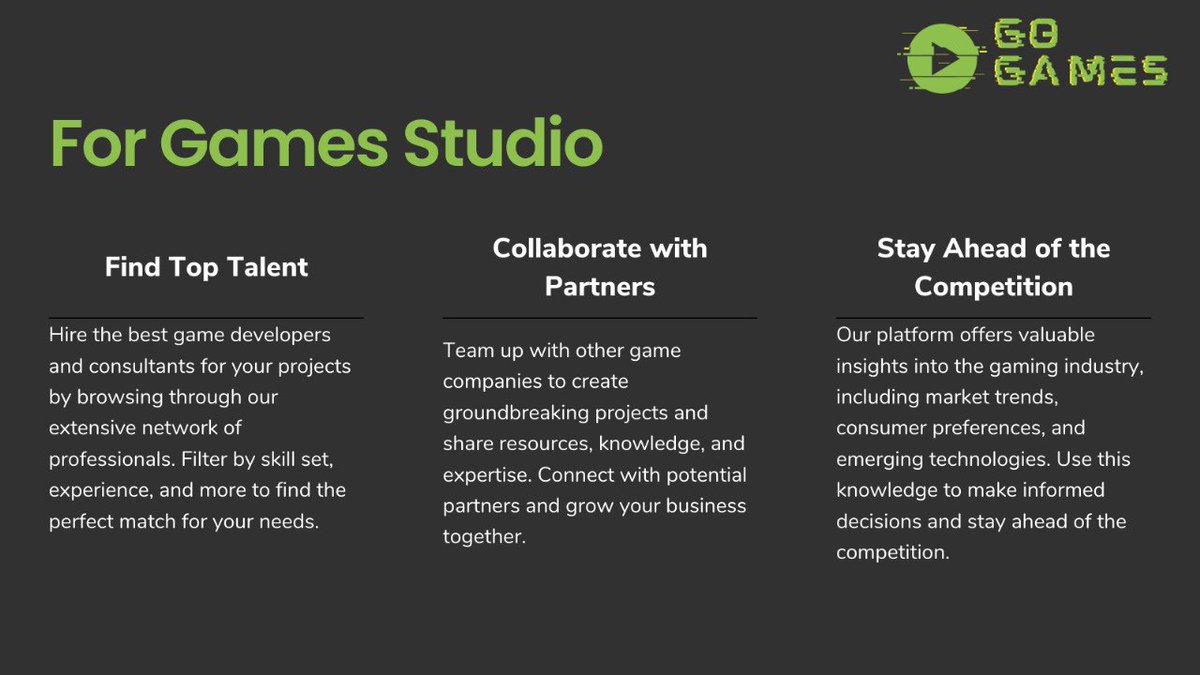 GOGAMESAI's tweet image. @GOGAMESAI كأستيديو ألعاب بأمكانك توظيف المواهب القويه في مجال صناعة الالعاب وادارة مشروعك داخل المنصة .