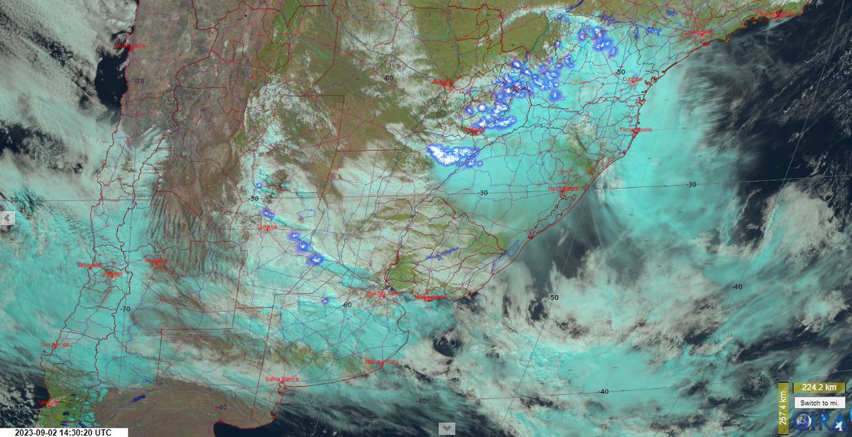 portalmeteo's tweet photo. #CuencaDelPlata inestabilidad en aumento con #tormentas y #precipitaciones Imágenes de satélite #Sabado2 de #Setiembre2023 14:30 UTC; 11:30 hs. local de #Argentina #Brasil #Uruguay; 10:30 hs. local #Paraguay #GOES16 @NOAASatellites @CIRA_CSU @GabrielMeteo https://t.co/u934I7aw6J