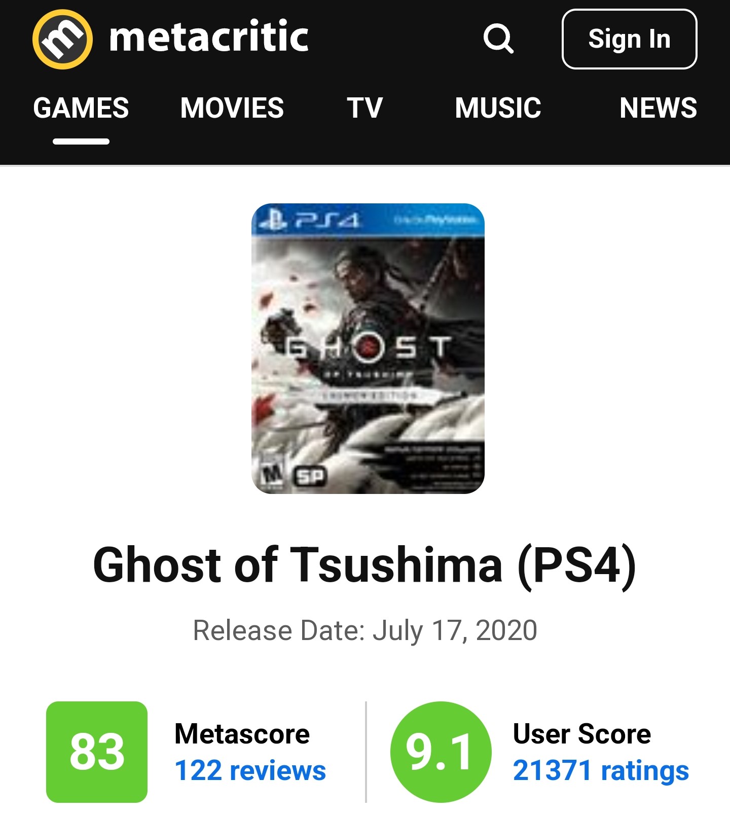 Xbox_Serious_XS on X: How we doing in this fine morning? Me? Great! I'm  just posting some Metacritic scores of a few masterpieces 👀 🔥 Ghost Of  Tsushima - 83 Death Stranding 