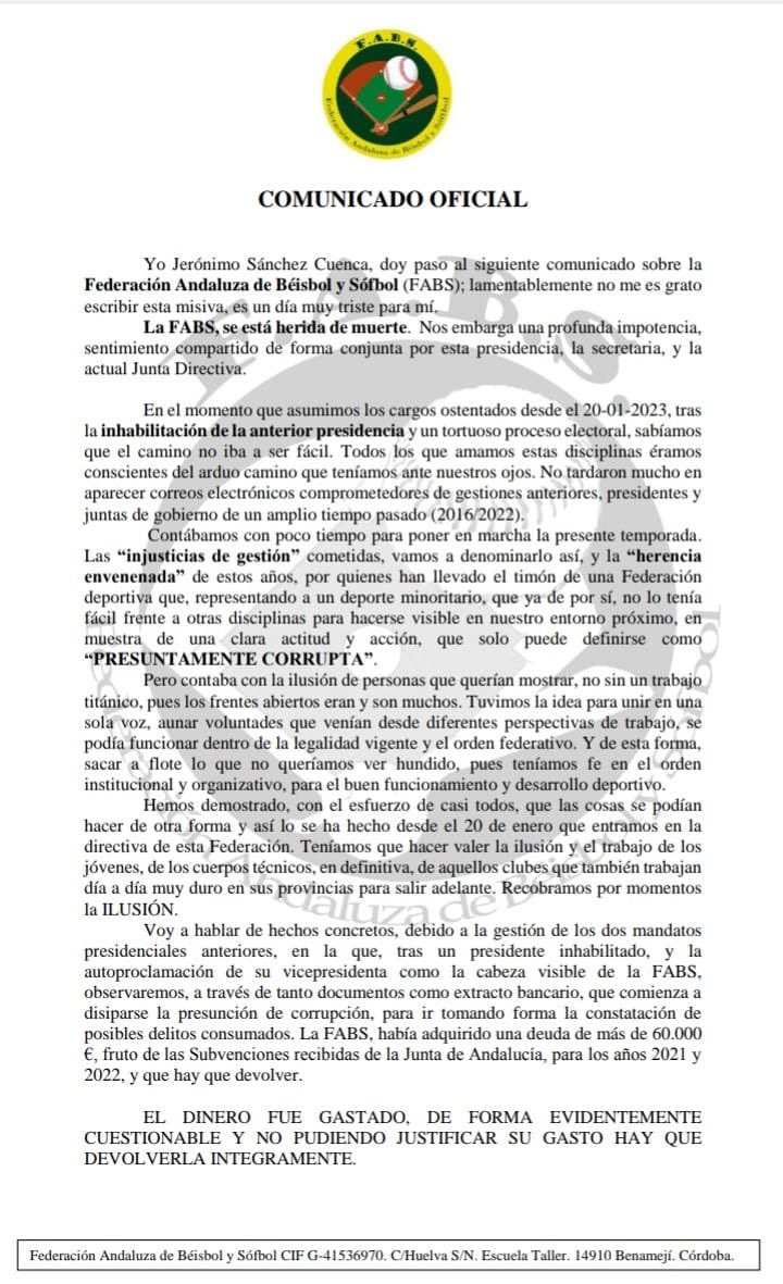 Federación Andaluza de Béisbol y Sóftbol tweet media