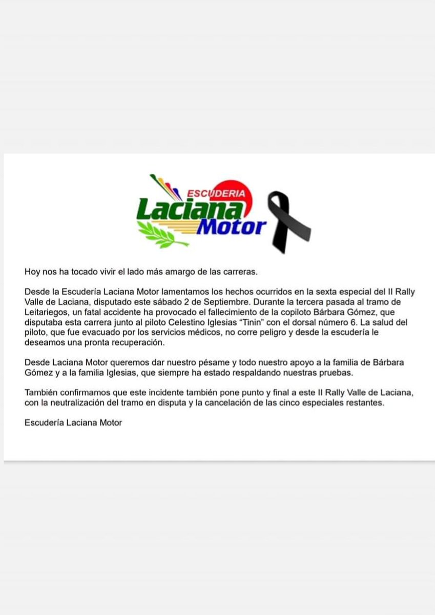 Comunicado Escudería Laciana Motor | Rally Valle de Laciana 2023