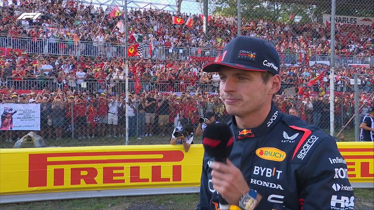F1's tweet photo. MAX: "I'm happy to be second today. Of course tomorrow we will try to win the race" 

#ItalianGP #F1 https://t.co/np54KHln3N