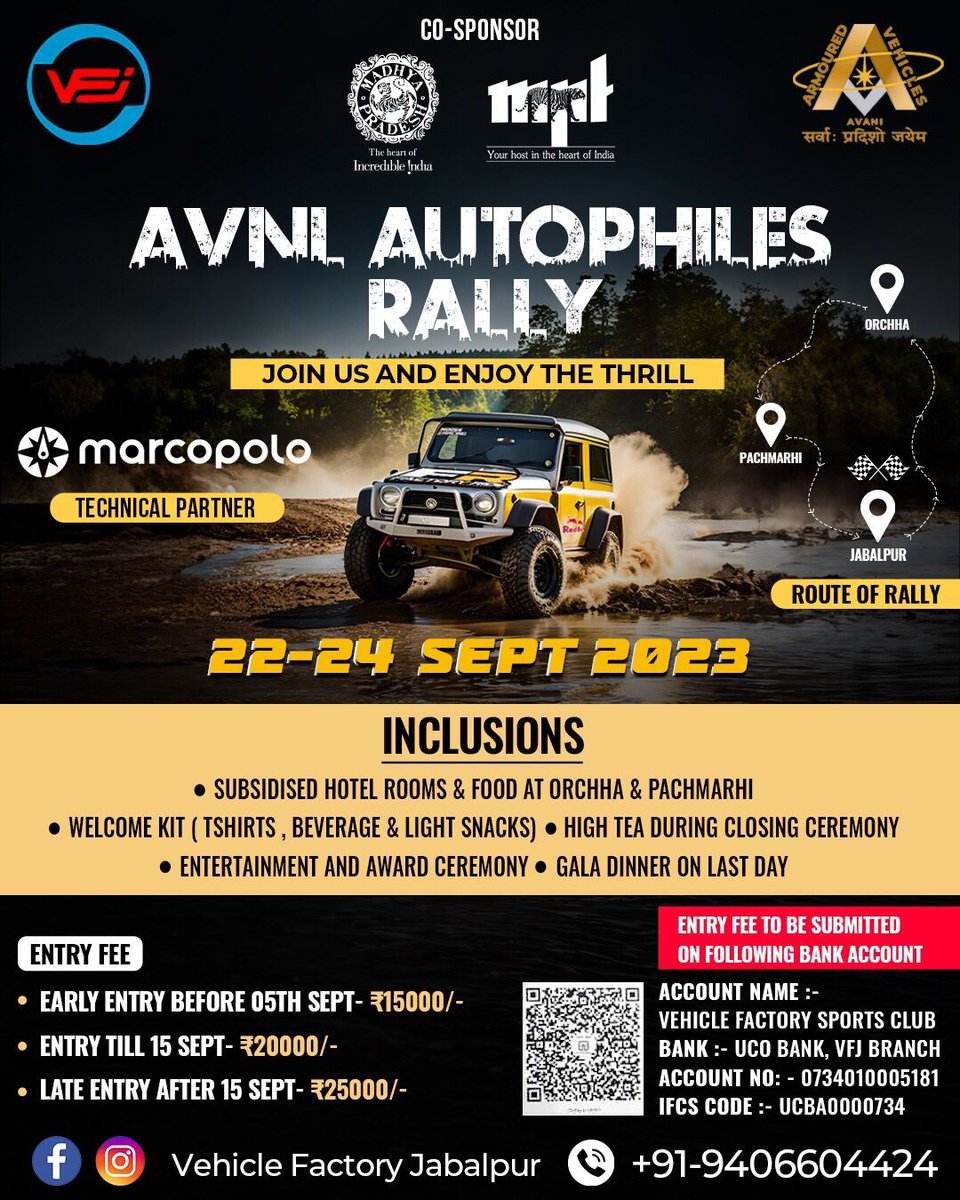 Vehicle Factory Jabalpur is organising thrilling motor sports events in Madhya Pradesh.  📷📷 Come join us to experience the excitement, Get ready to feel the thrill and be part of the fun! #AVNLChairmansCup2023
<a href="/sanjeevbhola50/">sanjeev</a> @MPSTDCofficial <a href="/MPTourism/">Madhya Pradesh Tourism</a>