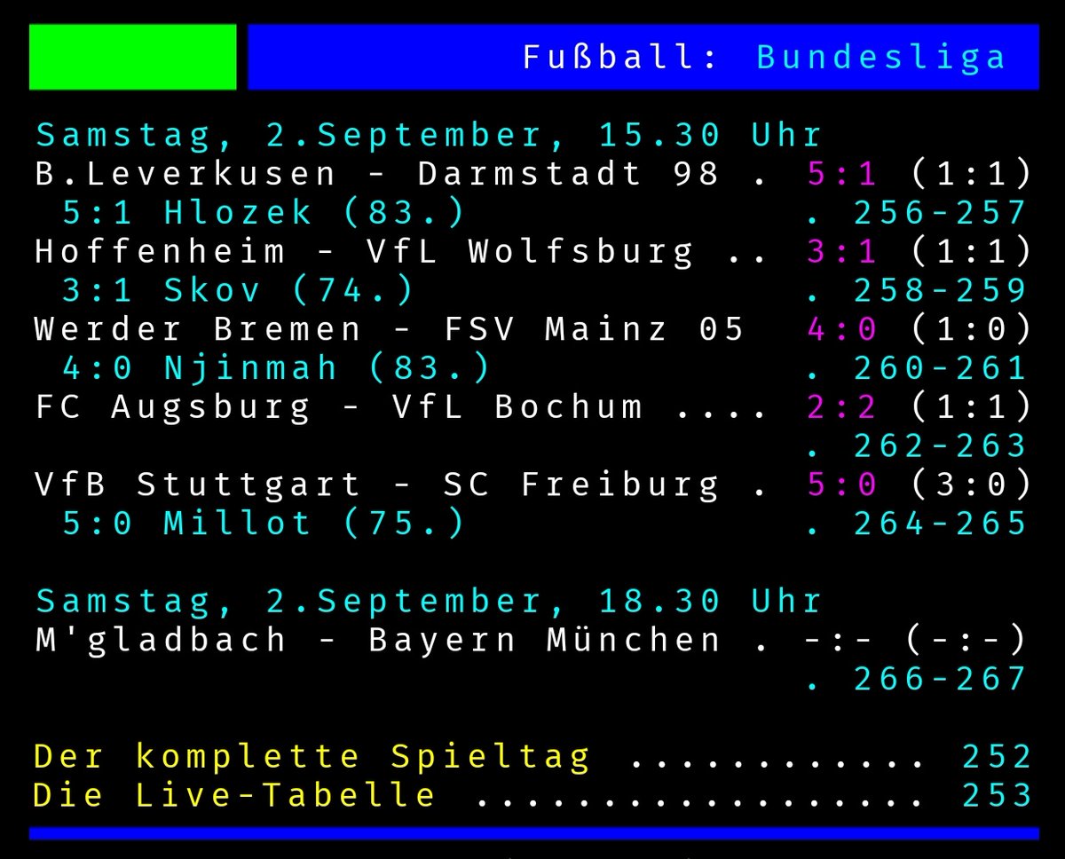 Tore satt... #Bundesliga #B04D98 #TSGWOB #SVWM05 #FCABOC #VfBSCF