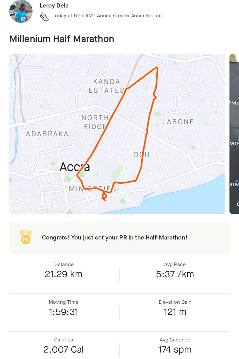 leroy_rules's tweet photo. We took the legs out for a spin!
An awesome 21km experience✨️
Sub 2hours at 5:37/km
#MilleniumMarathon
#Justdoit
#running https://t.co/JnqXbfmhdc
