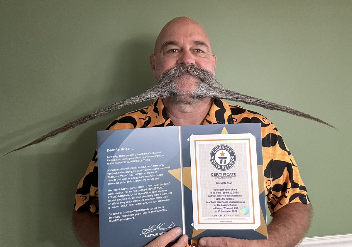 November 11,2022 Casper Wyoming, World Record for the longest beard chain. You never know what is possible until you surround yourself with the right people. #God #Jesus #jesussaves #Godisgood #Savior  #faith #love #hope  #Father #Lord #beard #mustache #fumanchu #fyp