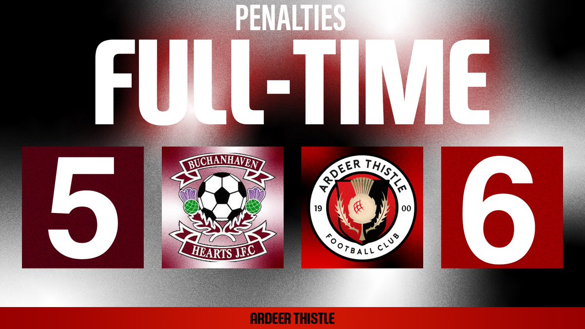 ArdeerThistleFC's tweet photo. 𝗣𝗘𝗡𝗔𝗟𝗧𝗜𝗘𝗦 | We win it on pens and proceed to the next round! https://t.co/a06uE6RMGx
