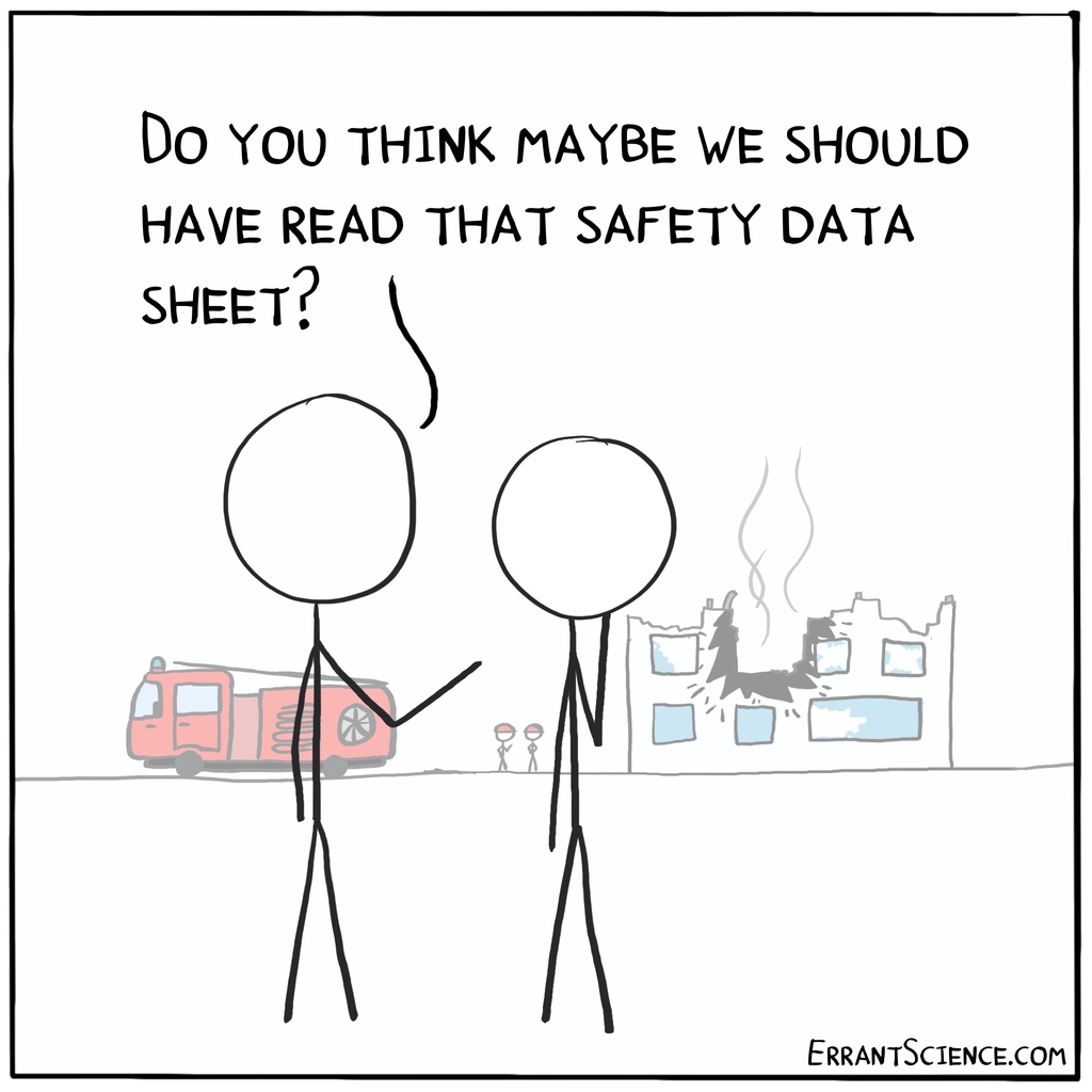 🚒 Safety data sheets are occasionally worth a quick skim if only so you can tell the firefighters what colour smoke to look out for 🧯#sciencetwitter