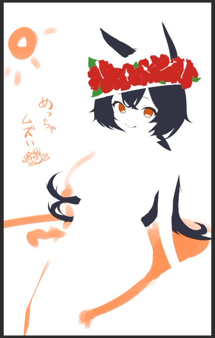 「black hair flower wreath」 illustration images(Latest)