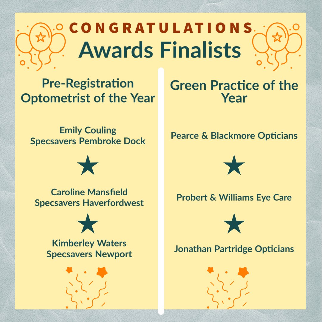 OptometryWales's tweet image. 🏆 Optometry Wales Awards 2023 🏆

💫Reminder our Finalists have been announced💫
