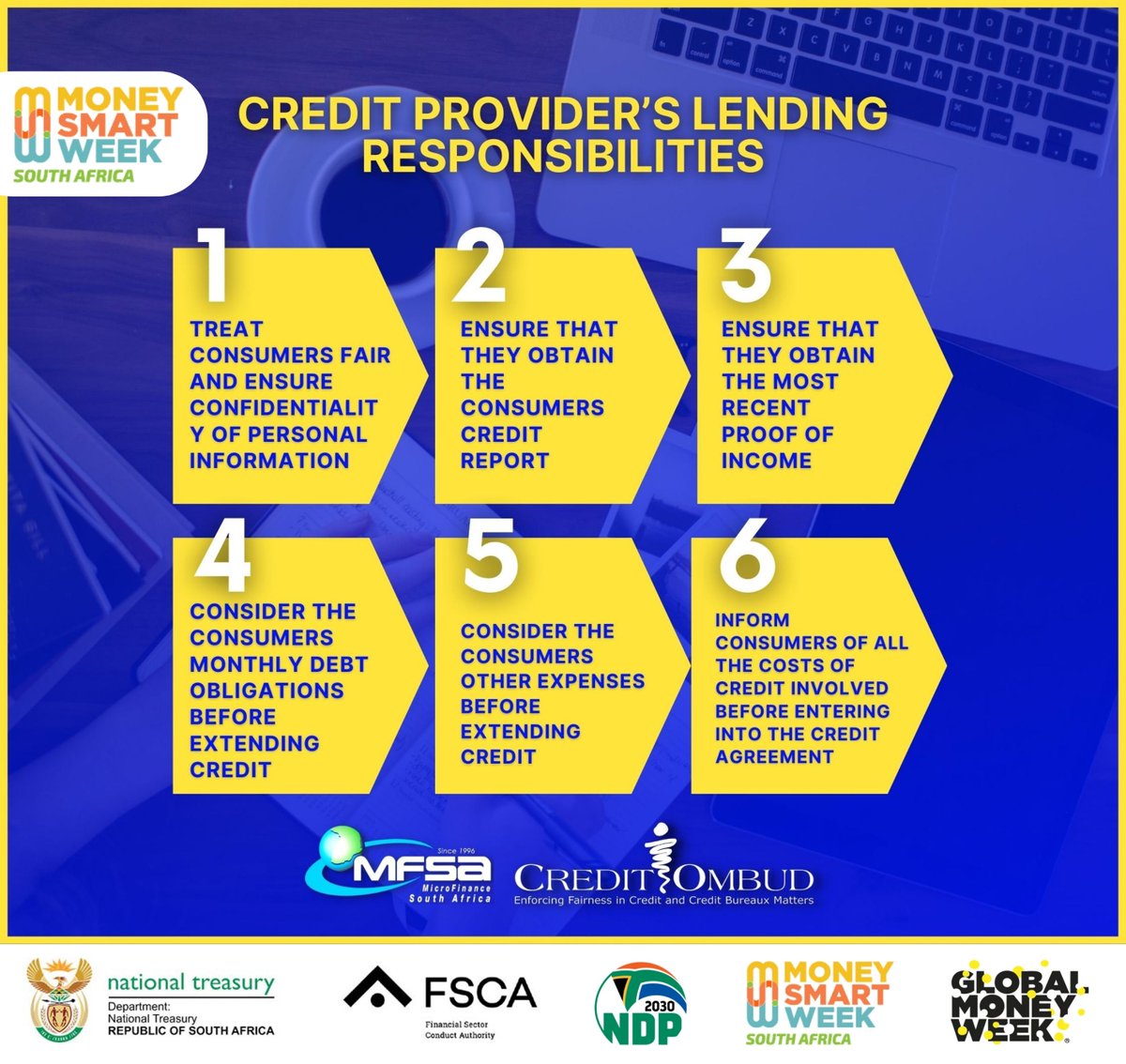 Plan your money, Plant your future - Money Smart Week SA 2023

#ResponsibleLending
#MSWSA2023

@Credit_Ombud @MSW_SA