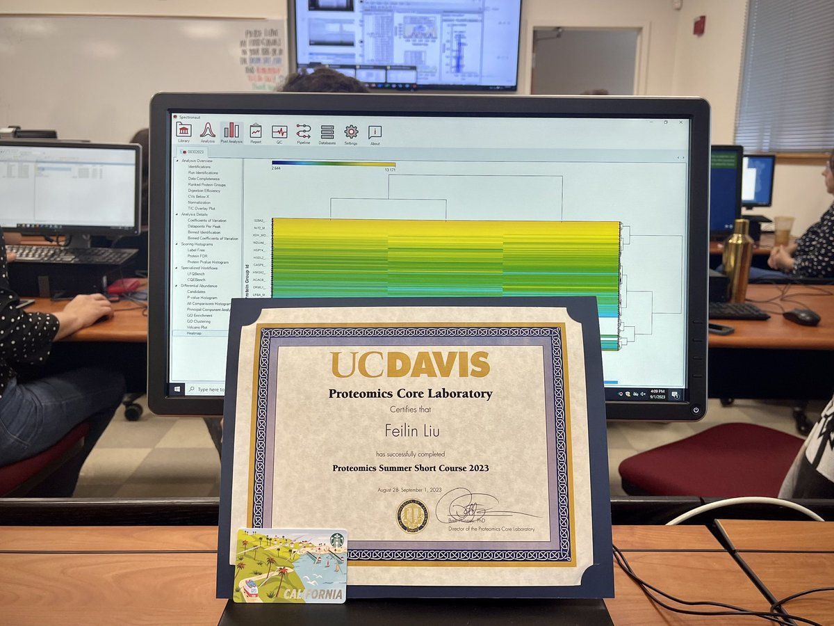 Fantastic time @UCDProteomics ! Thanks Brett for an amazing course on proteomics. Learned a lot from sample preparation to data analysis! Big shoutout to @RossollLab for the sponsorship. Can’t wait to dive into my proximity proteomics data back in Florida!🤩