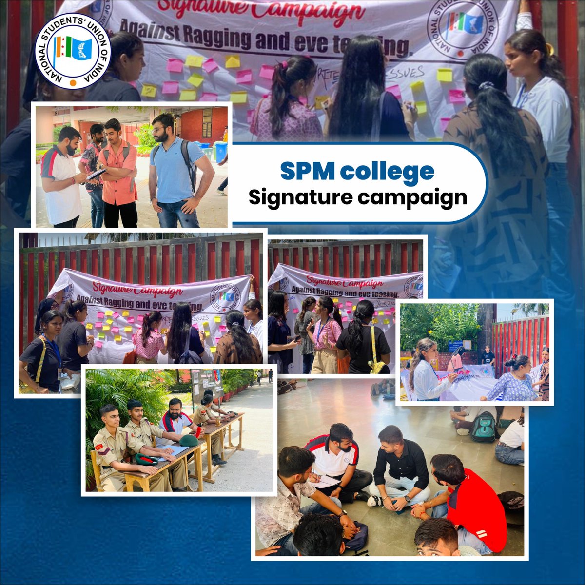 NSUIDelhi's tweet photo. Today NSUI organised signature campaign in SPM College and expressed their concerns about various students issues they are facing
#DUMaangeNSUI #student #Elecciones2023 #student_union
#SPM_College #DU #Signaturecampaign
#Delhi #Youth #NSUI https://t.co/hFSKehtOwh