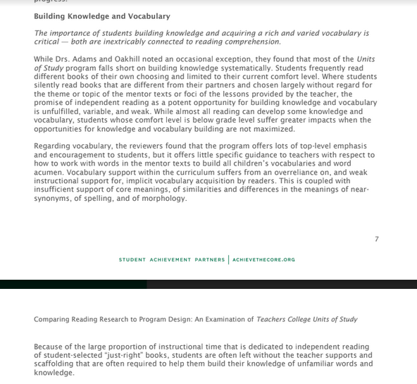 KnowledgeMatrs's tweet photo. When seven researchers reviewed Units of Study, they identified multiple shortcomings that would impact children's success with reading comprehension.

#KnowledgeMatters

@ReadingShanahan @DavidDPaige https://t.co/loN6U2klr8