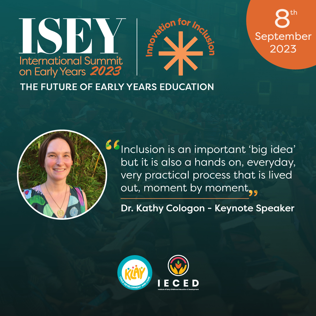 IECED_KLAY's tweet photo. Catch Dr Kathy Cologon, LIVE in conversation on the 8th of September 2023 at the International Summit of Early Childhood Education
Click on the link below to register for free!
https://t.co/BTb3TlB8OH
#ISEY2023 https://t.co/uCbl5eM9Uh