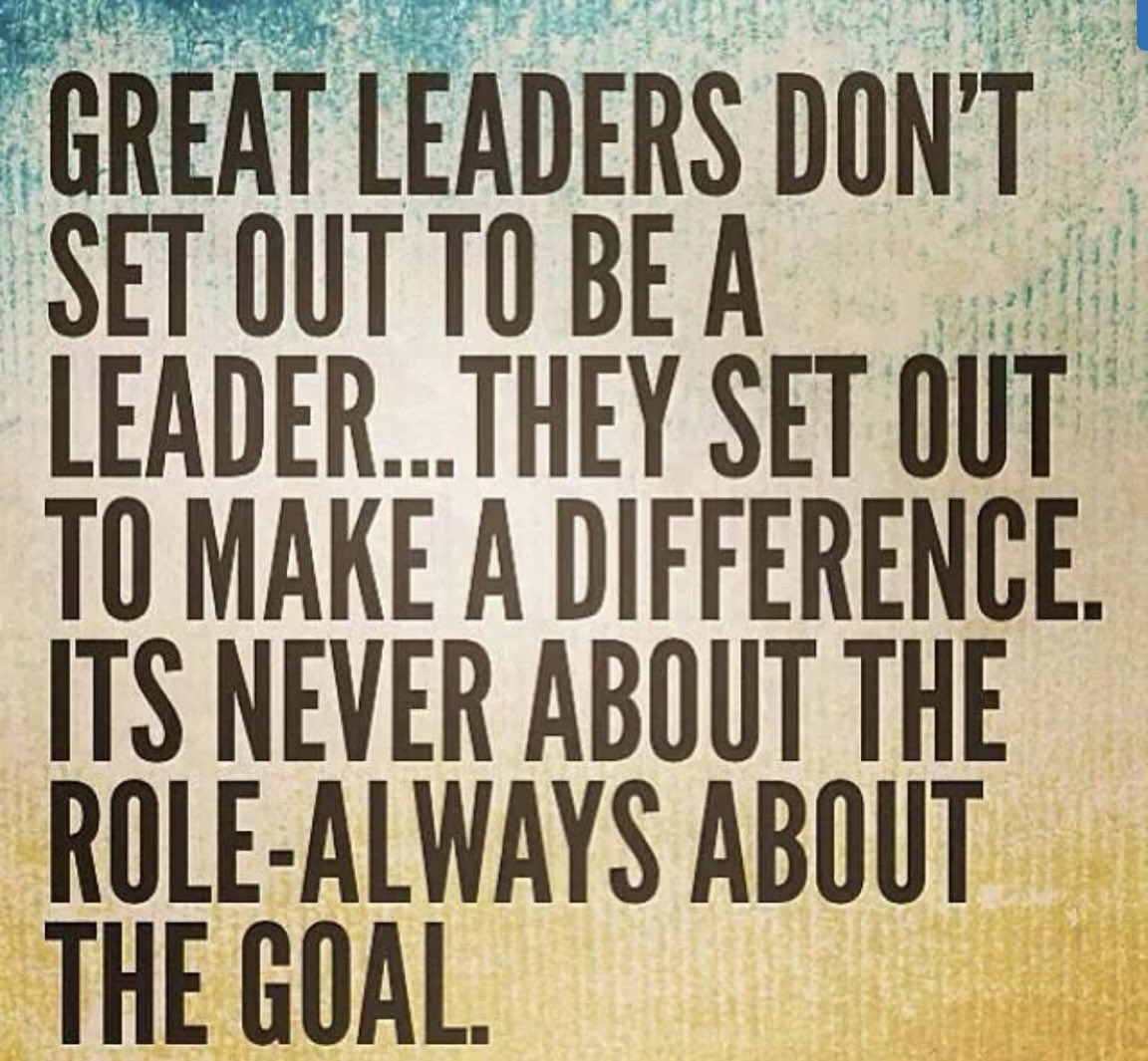 Principal_H's tweet photo. GREAT LEADERS DON'T SET OUT TO BE A LEADER...THEY SET OUT TO MAKE A DIFFERENCE.

ITS NEVER ABOUT THE ROLE-ALWAYS ABOUT THE GOAL.
#education #teacher #leader #sped #autism #LeadershipMatters #satchat #leadlap #teachertwitter #edutwitter https://t.co/hCQDvEmA0j