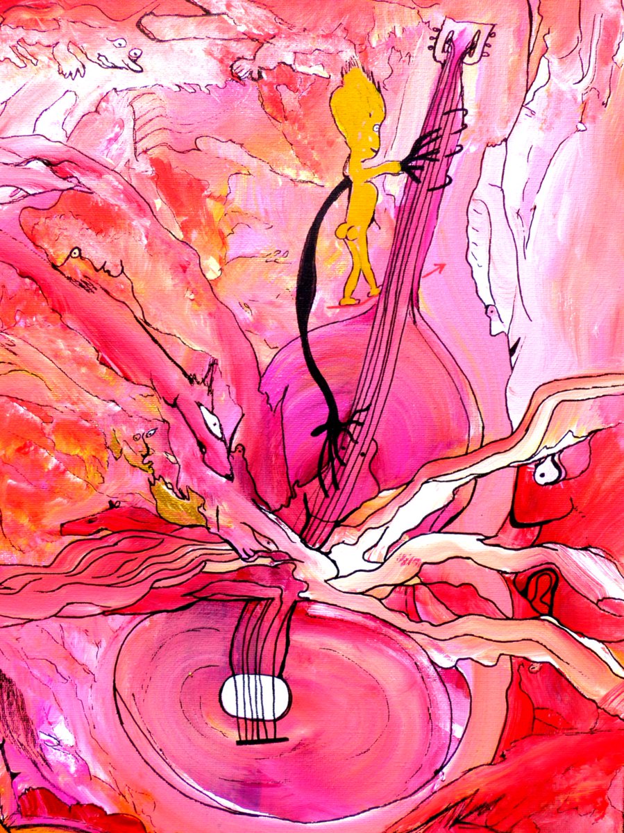 I continue... 😀A few special tweets from @soondhy... My #painting 'The double #bass' in detail. Happy exploring! 🤸😁🧡

I'm unveiling my entire painting this evening!

#NFT #NFTCommmunity  #art #ARTISTMADE