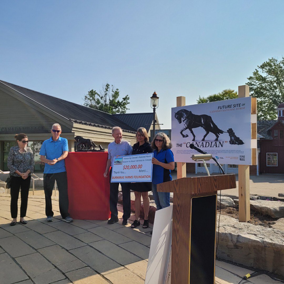 Yesterday I attended the fundraiser launch for the life size bronze statue of the Canadian Horse at Upper Canada Village.  The Burnbrae Farms Foundation donated to this great cause!