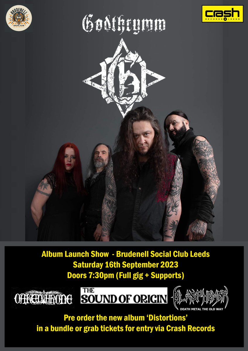 Crash_Records's tweet photo. Just 2 weeks to go Before @Godthrymm hit the stage at @Nath_Brudenell for an evening of metal
Excited that #TheSoundOfOrigin / #Oakenthrone & #blasphemer will be rounding out the amazing line up
Grab your tickets here:
https://t.co/4f9T6FuvbC https://t.co/wTDvD1pcKf