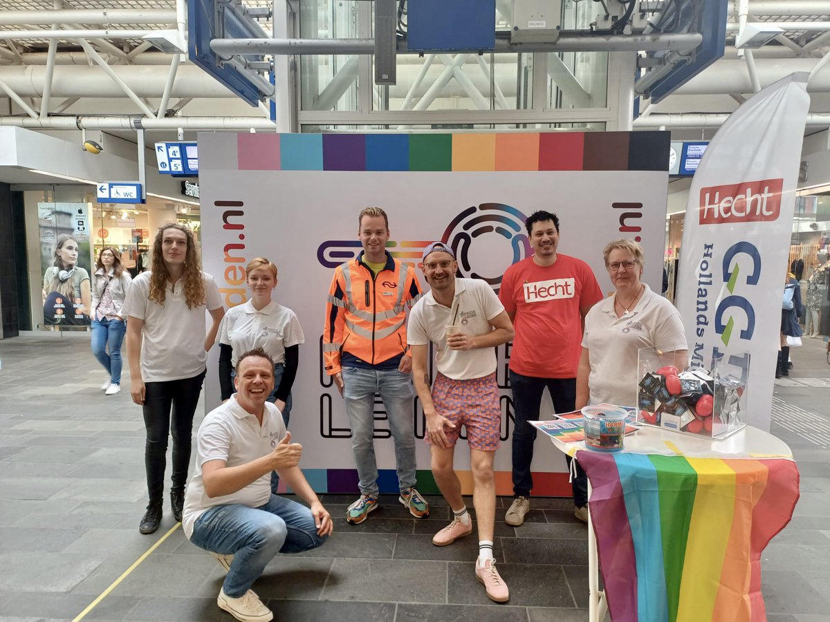 Happy Pride Leiden! 🏳️‍🌈 Leiden Centraal is versierd en in de stationshal kun je <a href="/leidenpride/">Leiden Pride</a> en <a href="/ggdhm/">Hecht GGD Hollands Midden</a> vinden. Veel plezier vandaag! #prideleiden