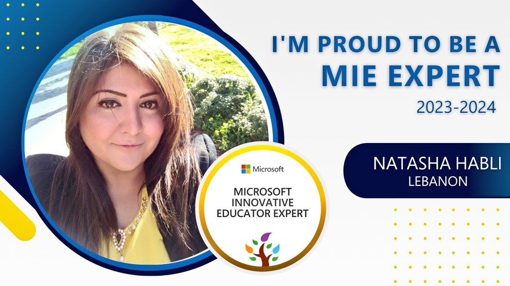 Natasha1ah's tweet photo. This year will be extraordinary. So excited to be selected as an MIE Expert for 2023-2024. #MicrosoftEdu #MIEExpert https://t.co/BDm7RnvxqI