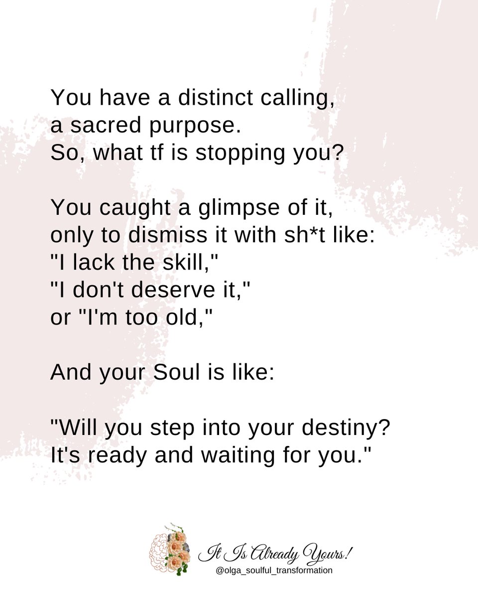 Olga58989845's tweet image. ~EMBRACE YOUR TRUE CALLING

Unlock the truth... Unveiling the finely tuned craft of discovering and embracing your true purpose! 🌟

#ManifestMagic
#AuthenticPath

🙏💕

Follow on Insta 👉🏻 @olga_soulful_transformation
Like &amp;amp; Subscribe 👉🏻 bit.ly/OlgaYouTube