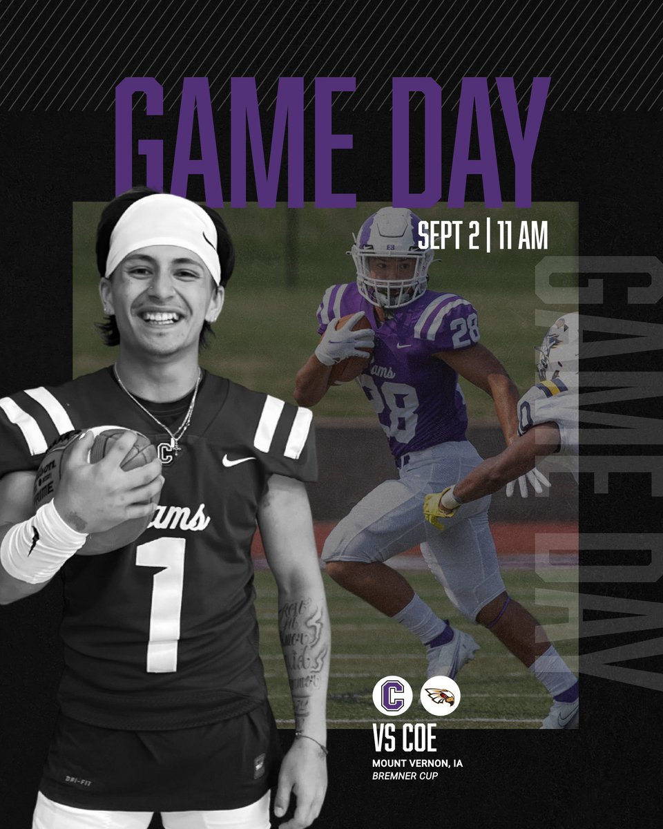 🚨GAME DAY🚨

🗓️ Saturday, Sept. 2nd
📍 Van Metre Field (Mount Vernon, IA)
⏰ 11:00 AM CT
🆚 Coe College

132nd meeting, oldest rivalry west of the Mississippi. No better way to start the season!

Watch live: cornellrams.com/watch/default.…