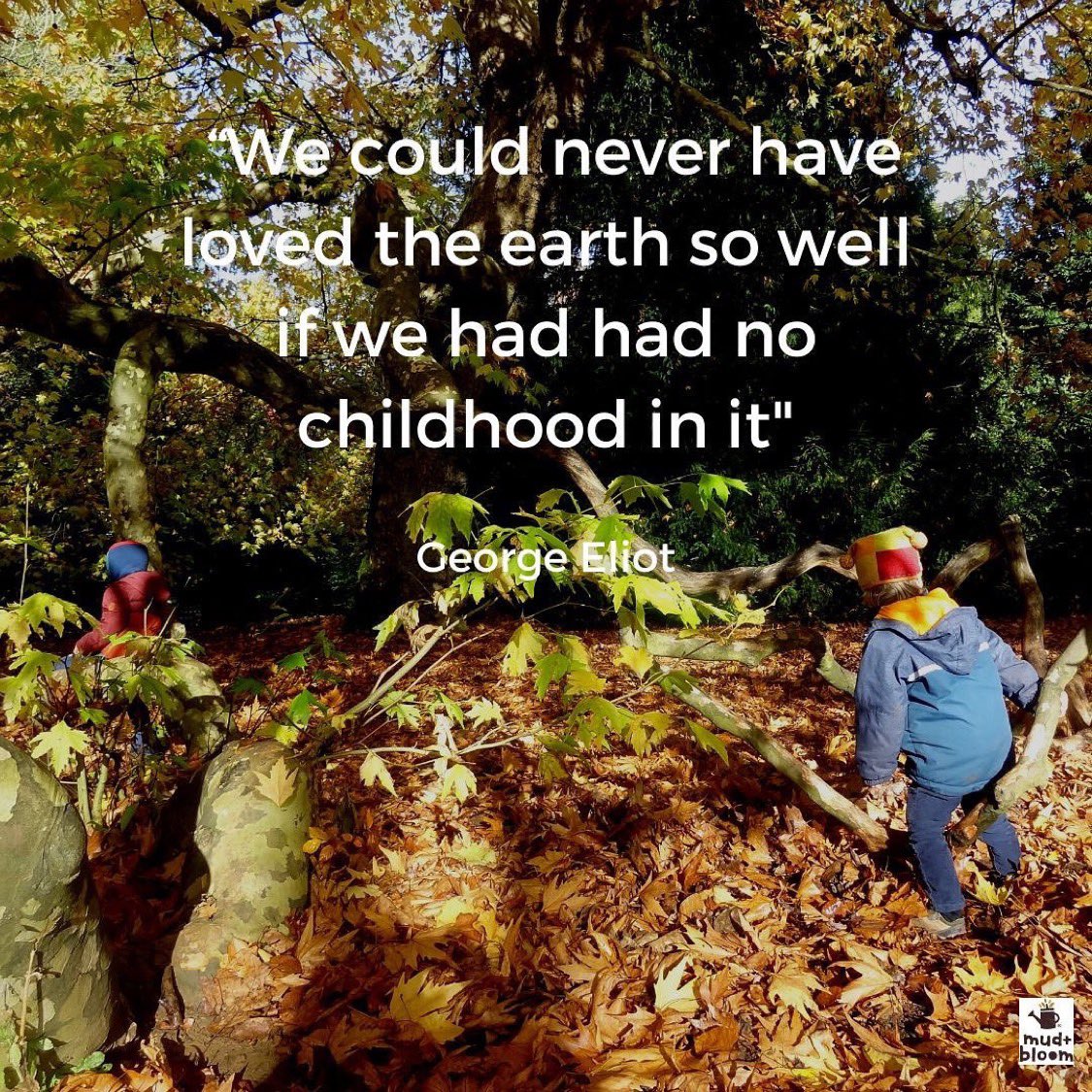 “We could never have loved the earth so well if we had had no childhood in it” 
George Eliot 

#connectingchildrenwithnature #natureplay #mudandbloom
#georgeliot