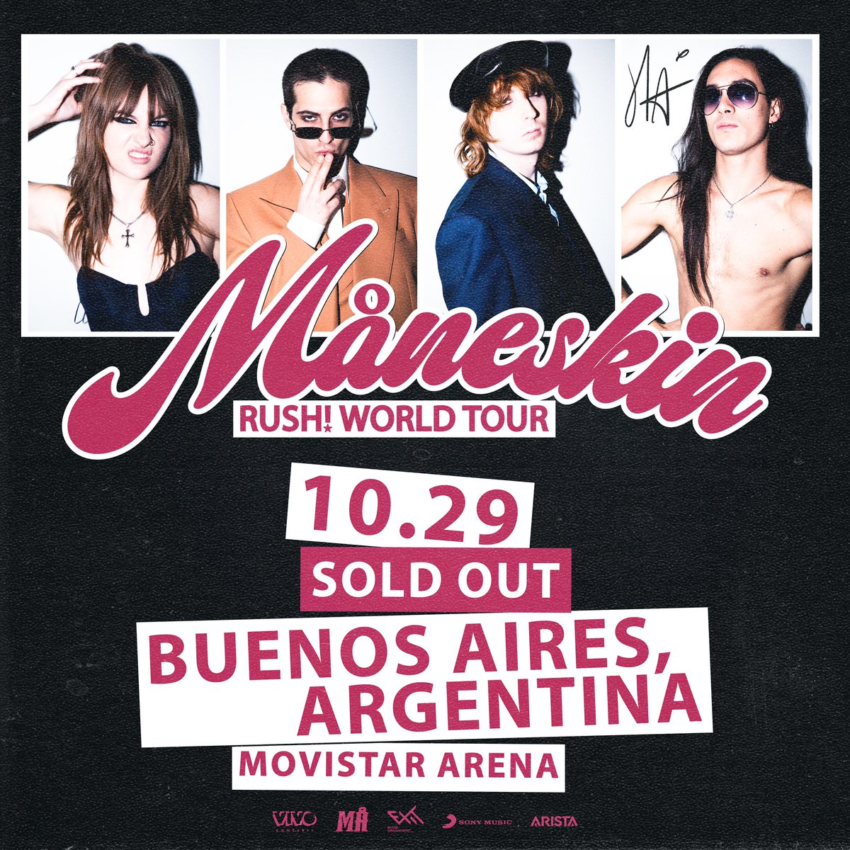 thisismaneskin's tweet photo. Our #RushTour kicks off tomorrow!! 🌟Aaand the other good news today is that Buenos Aires gig is SOLD OUT 🥹💋 ¡Te amamos Argentinaaaa! 🇦🇷💘 https://t.co/6aHOXshLXJ