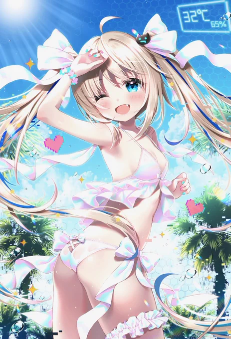 今年の夏は水着、ひまわり白ワンピ、浴衣全部描けたから満足! 