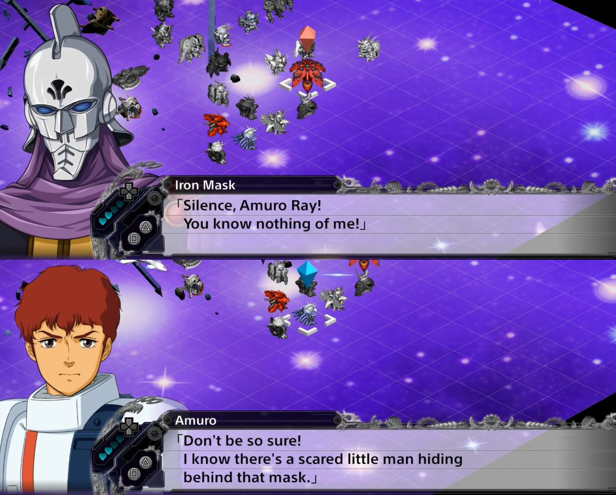 Amuro Ray (CCA) calls Iron Mask (F91 Gundam) a scared little man