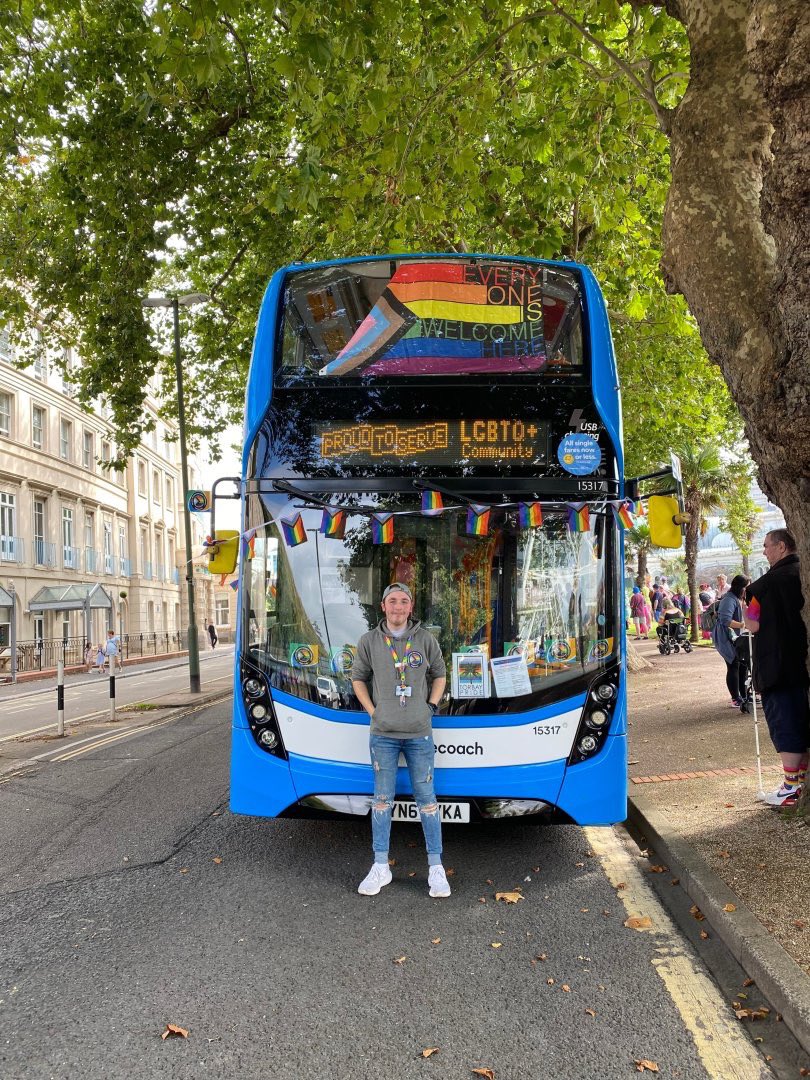 StagecoachLGBTQ's tweet photo. Today takes me to the Sunny English Rivera supporting @StagecoachSW whilst they attend #TorbayPride2023
#RideWithPride
#ProudNetworkLead https://t.co/itxZcIo1n6