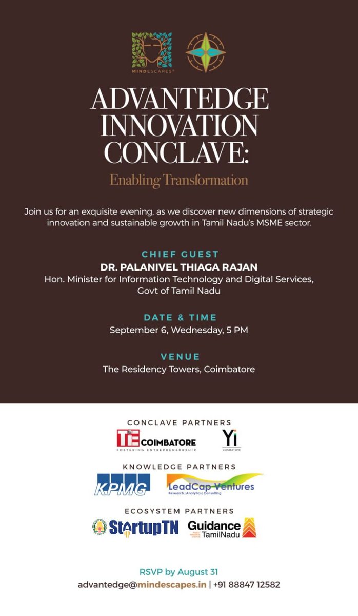 quadrasys's tweet photo. Join us at AdvantEdge Conclave on Sep 6, 2023, at 5 PM in The Residency Towers, #Coimbatore for an inspiring journey to the future of innovation.

Don't miss our director, @s_prashanth , as he explores the path to global success in his talk, "Want to go global? Go digital first" https://t.co/Xdhqmt3TLd
