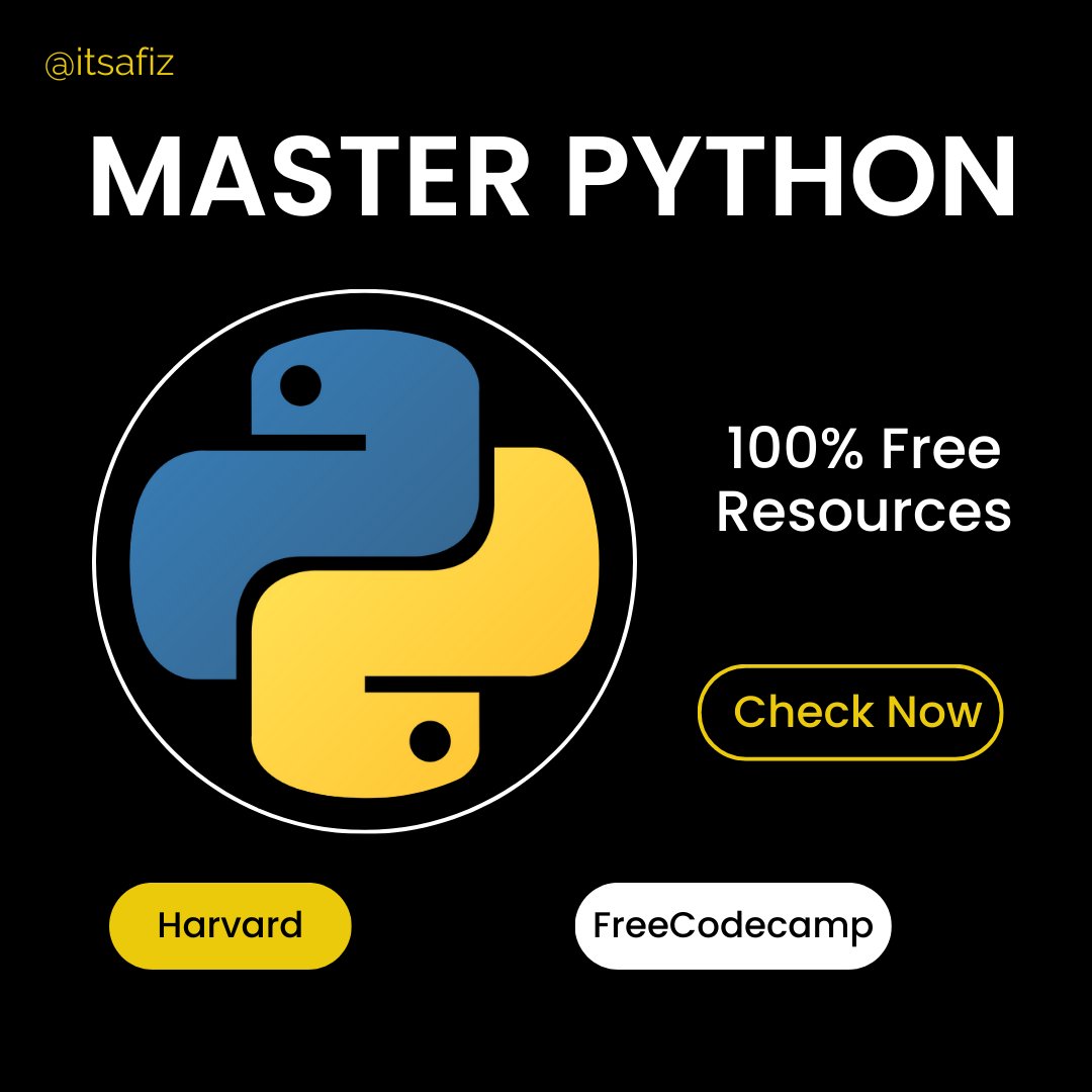 itsafiz's tweet image. Master Python for FREE with these 5 courses!

A Thread 🧵👇