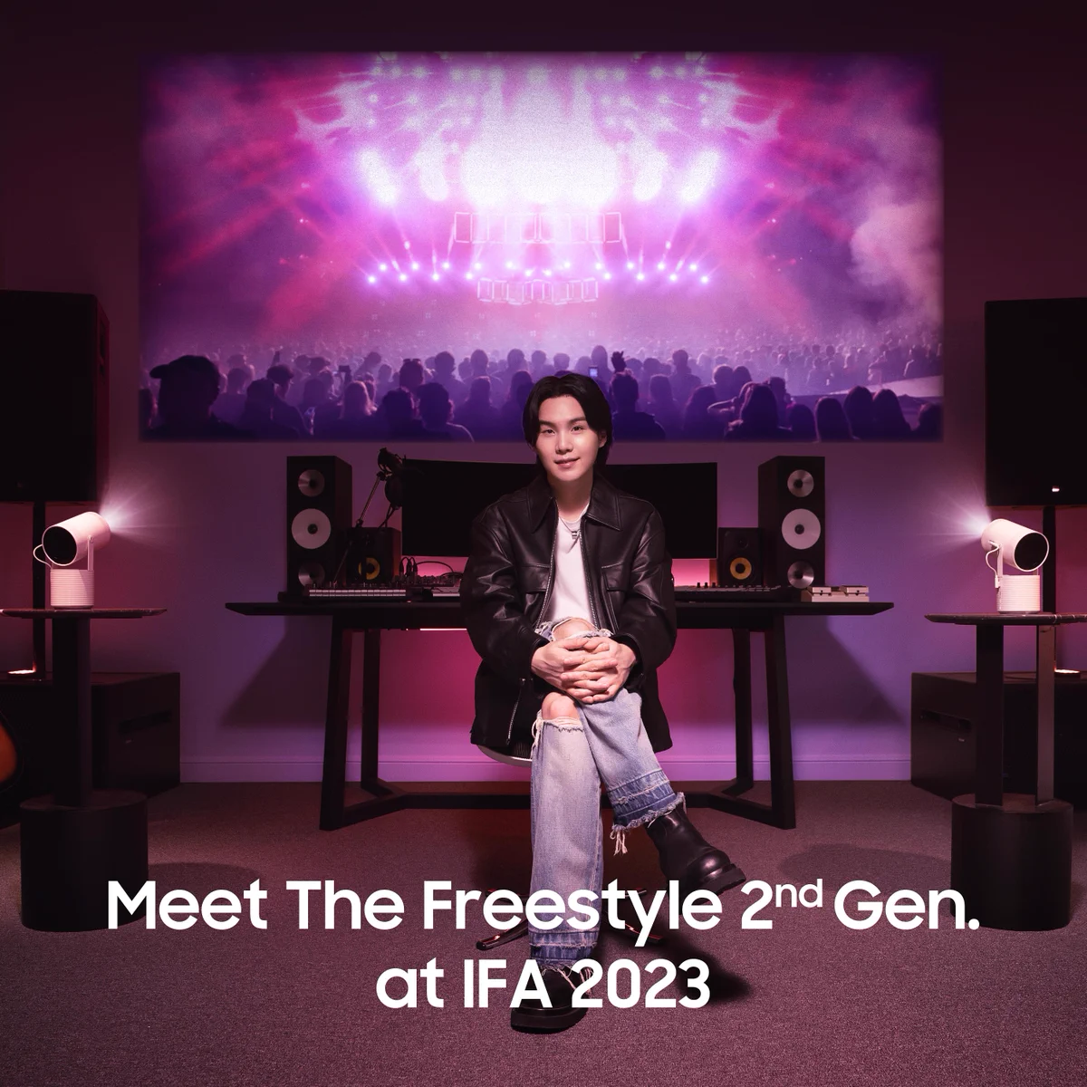 SUGA from BTS using The Freestyle 2nd Gen. in a cosy room setting