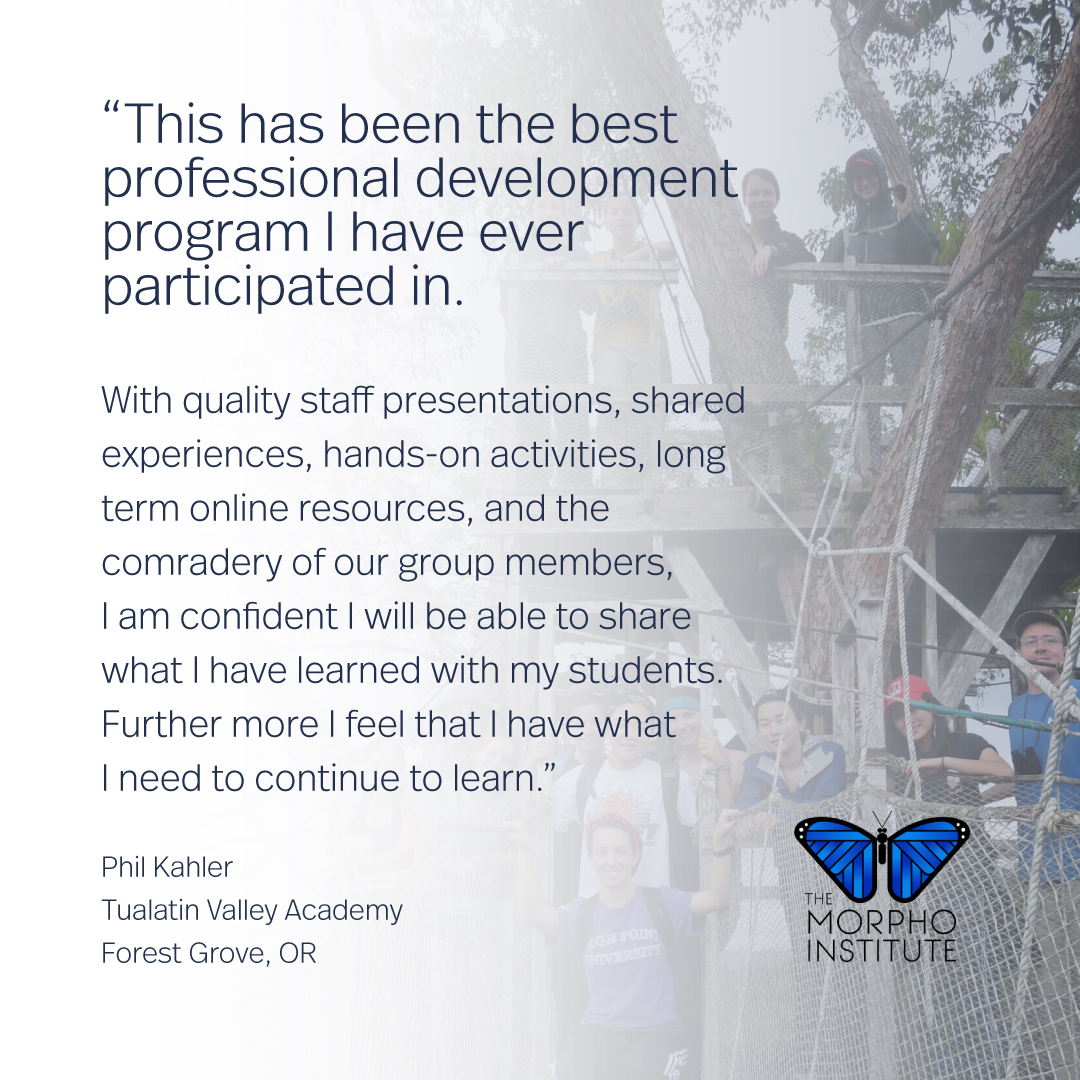 ATTN: Teachers
Registration for the Morpho Institute 2024 field programs opened Sept. 1!

⭐ Amazon Research Initiative for Educators (ARIE)
⭐ Amazon Educator Academy

📍 Amazon rainforest of Peru

Teacher nominations are welcome!

Info & registration ➡️ morphoinstitute.org/professional-d…