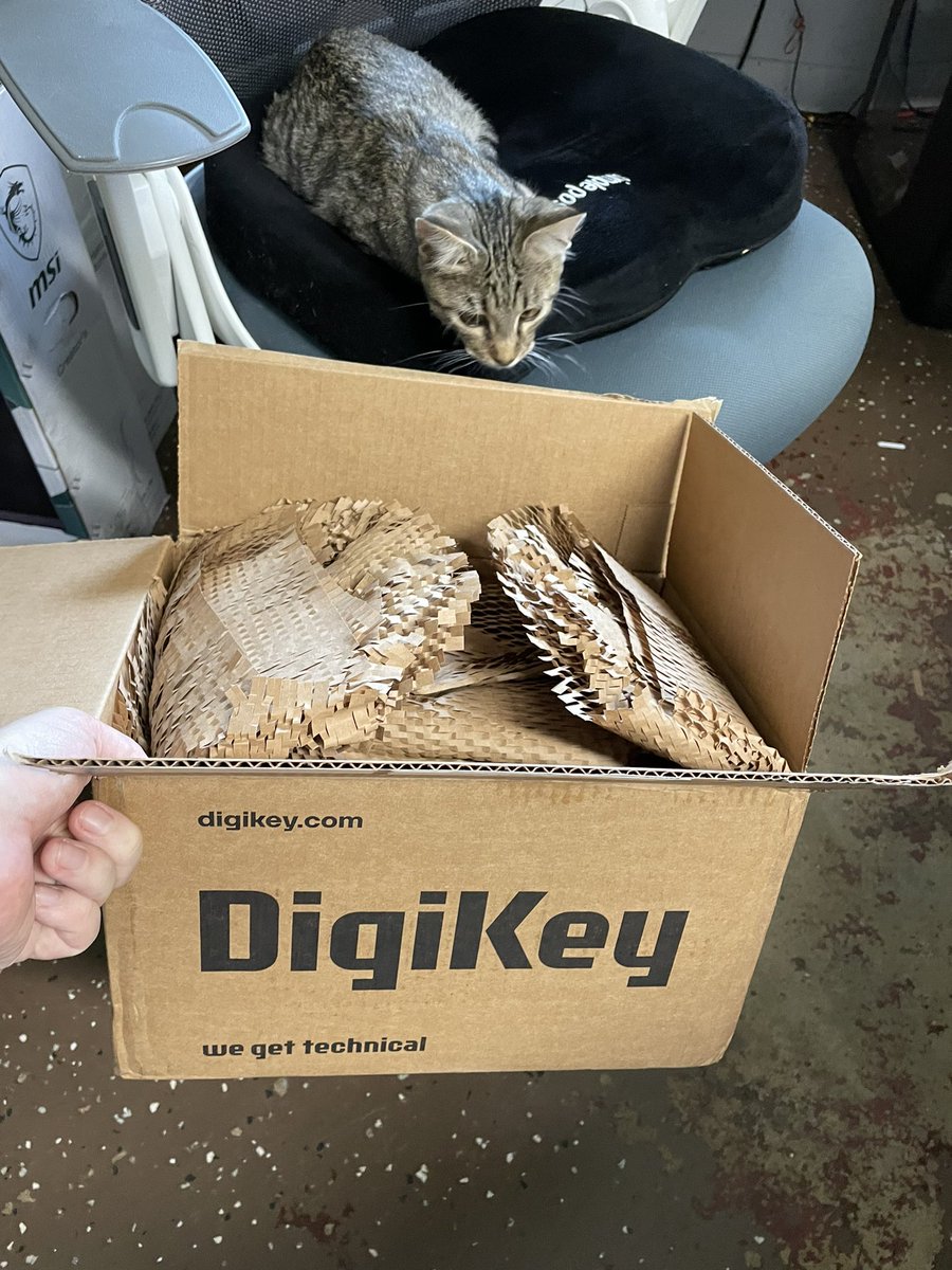 MakeItHackin's tweet image. I get the electronics and the cat gets the paper. It&apos;s a win-win via @digikey deliveries. 
#CatsOfTwitter #digikey