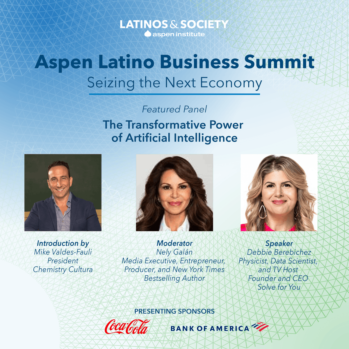 AspenConexion's tweet photo. #AspenLatinoBusinessSummit: @MikeValdesFauli will introduce @debbiebere &amp; @Nely_Galan’s session on how #AI can ignite innovation, expand access to crucial opportunities, and bridge the #DigtialDivide, ultimately empowering Latino entrepreneurs &amp; workers. https://t.co/v81Y3VioYX