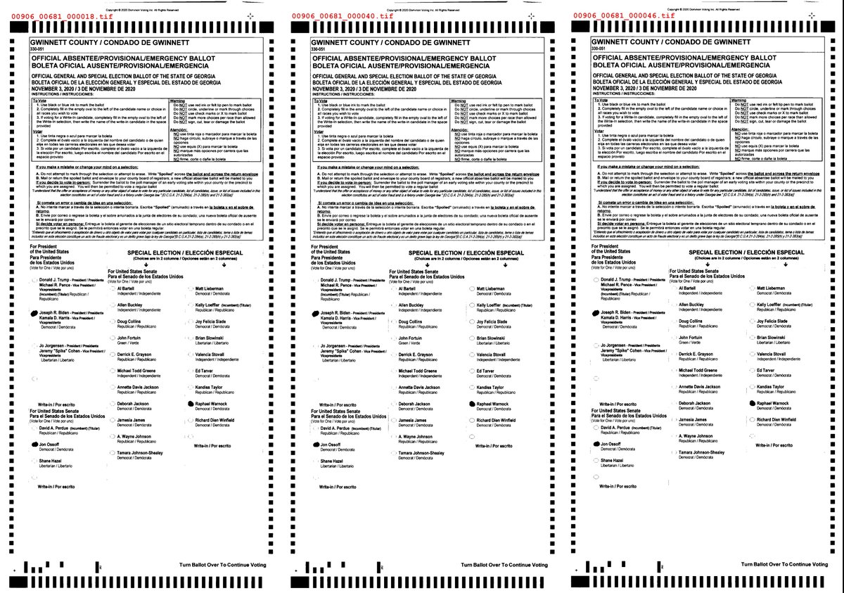 GAballots's tweet photo. Triple counted ballot in Gwinnett County was found by a very bright friend with excellent software skills. @GabrielSterling says it didn't happen.  It happened. https://t.co/IWl2SRcRyu