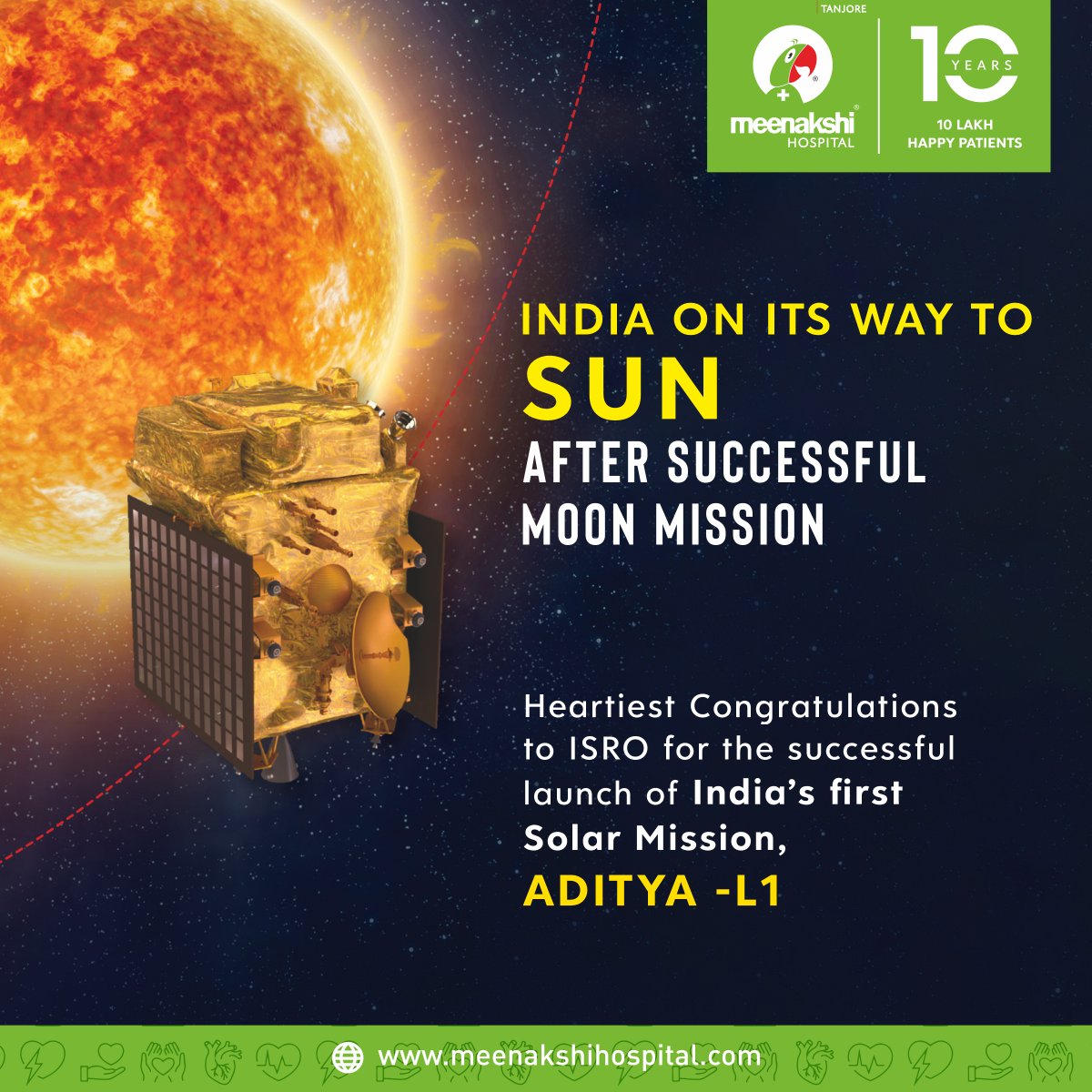 MHTanjore's tweet photo. Heartiest congratulations to ISRO for the successful launch of India’s first Solar Mission, Aditya -L1!
#meenakshihospital #meenakshihospitalthanjavur #AKM #arokiyamkaakummeenakshi #Thanjavur #besthospital #ISRO #solar #Adhitiya #successfullylaunched #SolarMission https://t.co/AQAVcuhgi0
